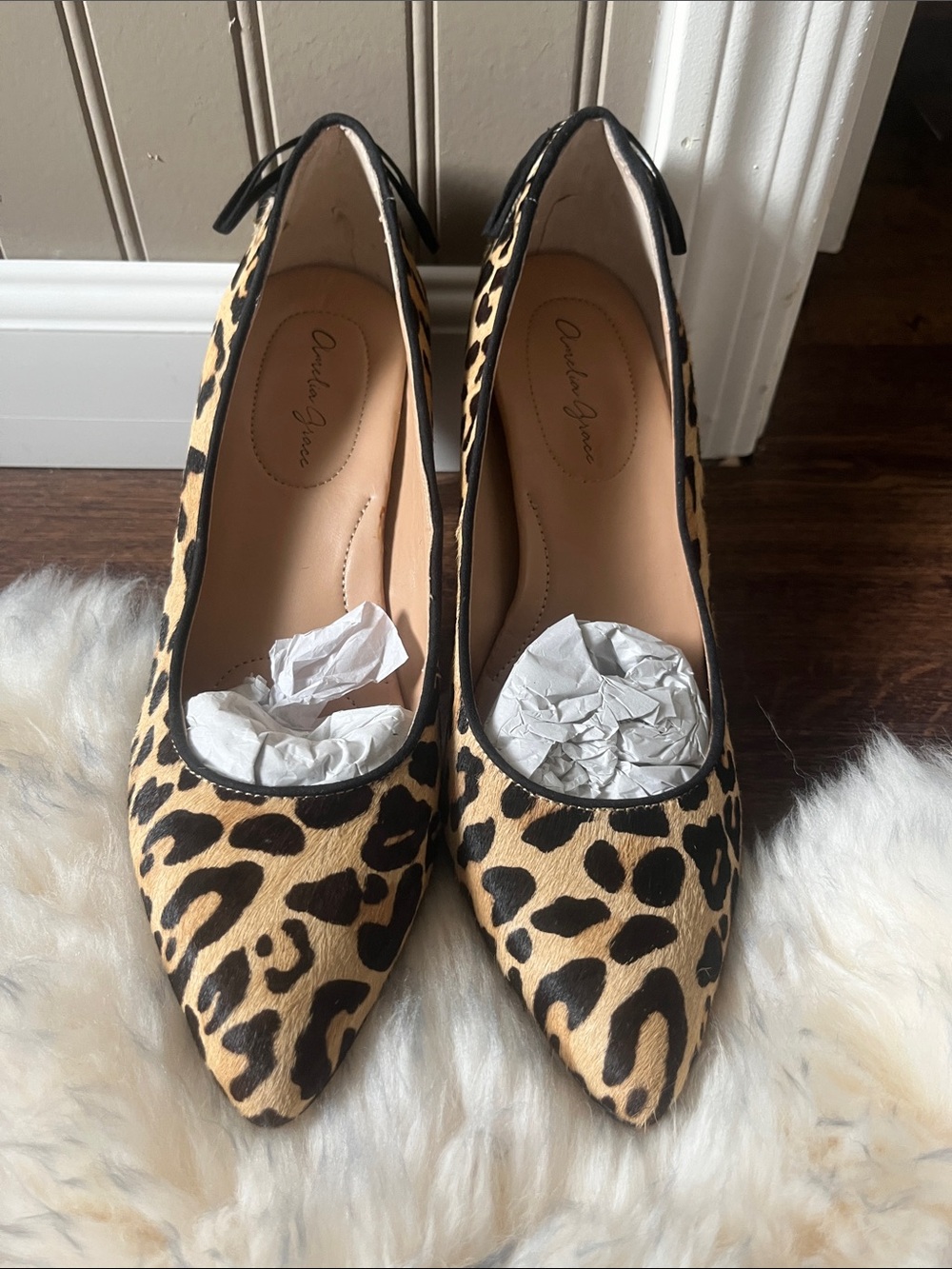 Angela Grace Leopard Print Pointed-Toe Pumps - Women